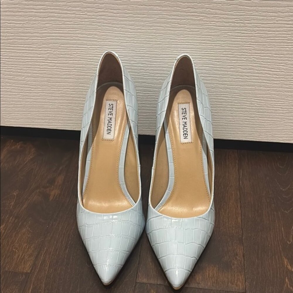 Steve Madden Croc-Embossed White Heels